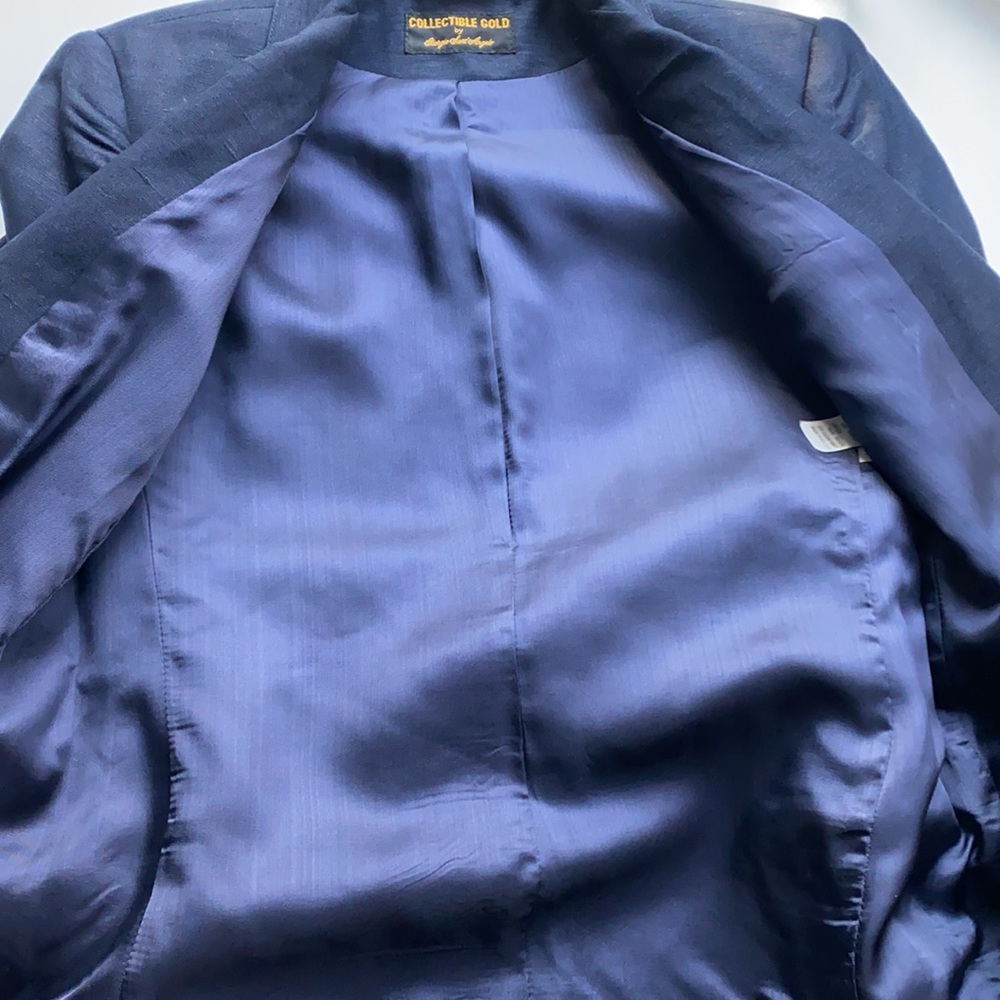 Vintage Navy Linen Blazer - Picture 5 of 5